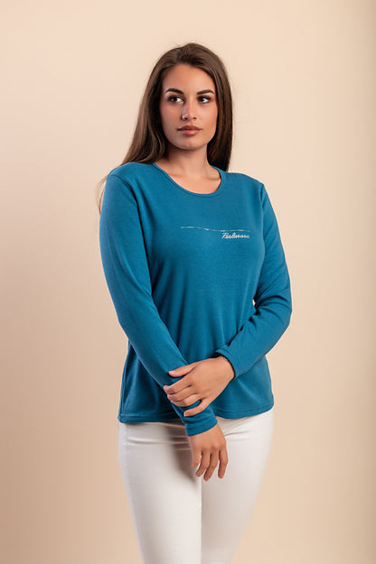 Camicia in cotone a maniche lunghe, blu