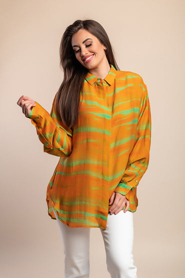 Maglietta stampata taglie forti, arancione