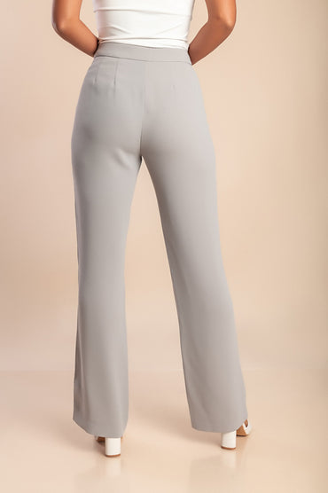 Pantaloni eleganti a vita alta, grigi