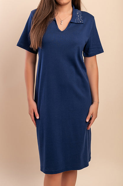 T-shirt in cotone con colletto, viola