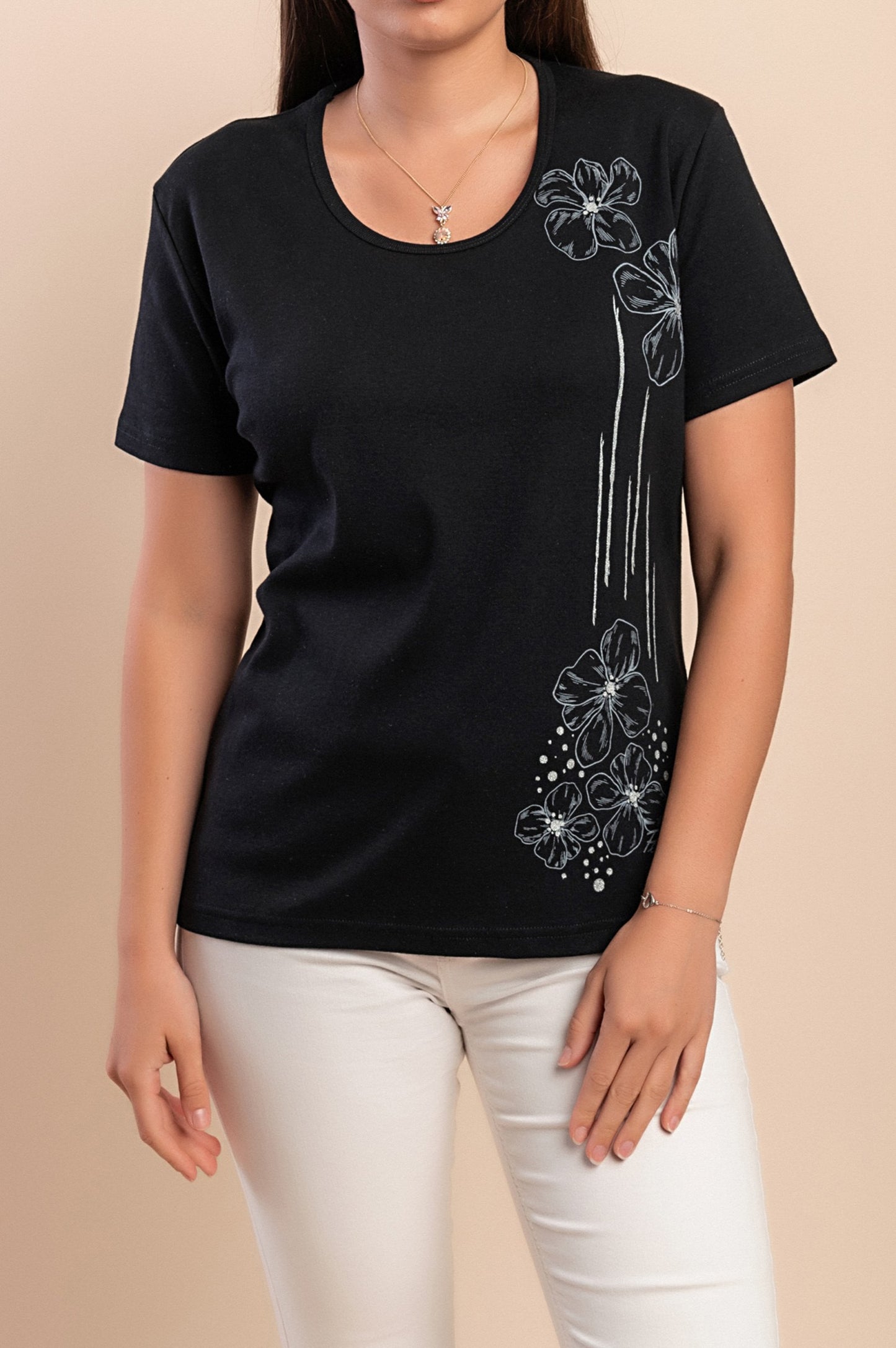T-shirt in cotone con stampa, blu