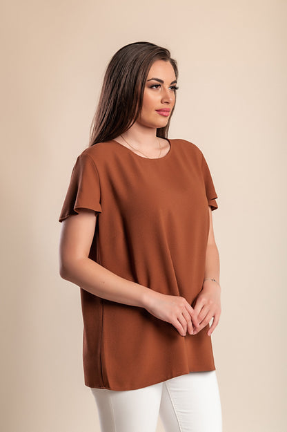 T-shirt girocollo, cammello