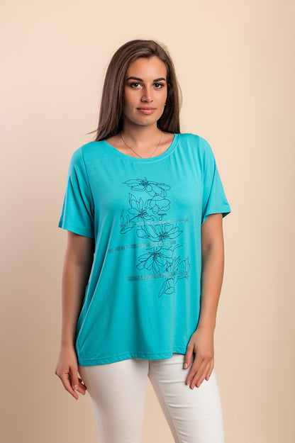 T-shirt in viscosa, turchese