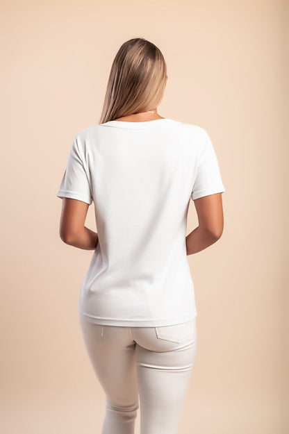 T-shirt in cotone con scollo rotondo, turchese