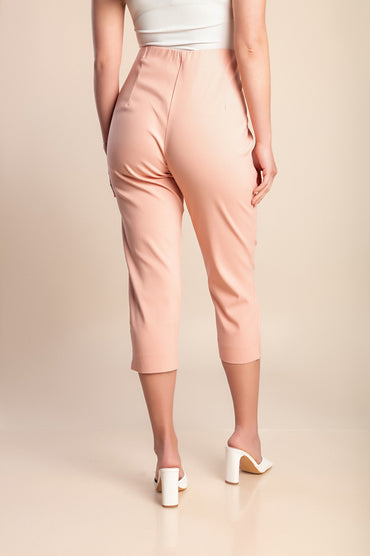 Pantaloni capri taglie forti, rosa