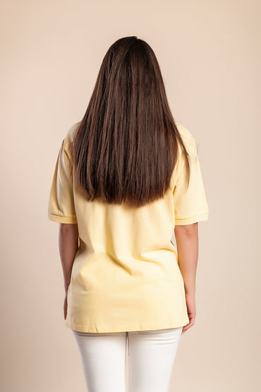 Polo in cotone taglie forti, gialla