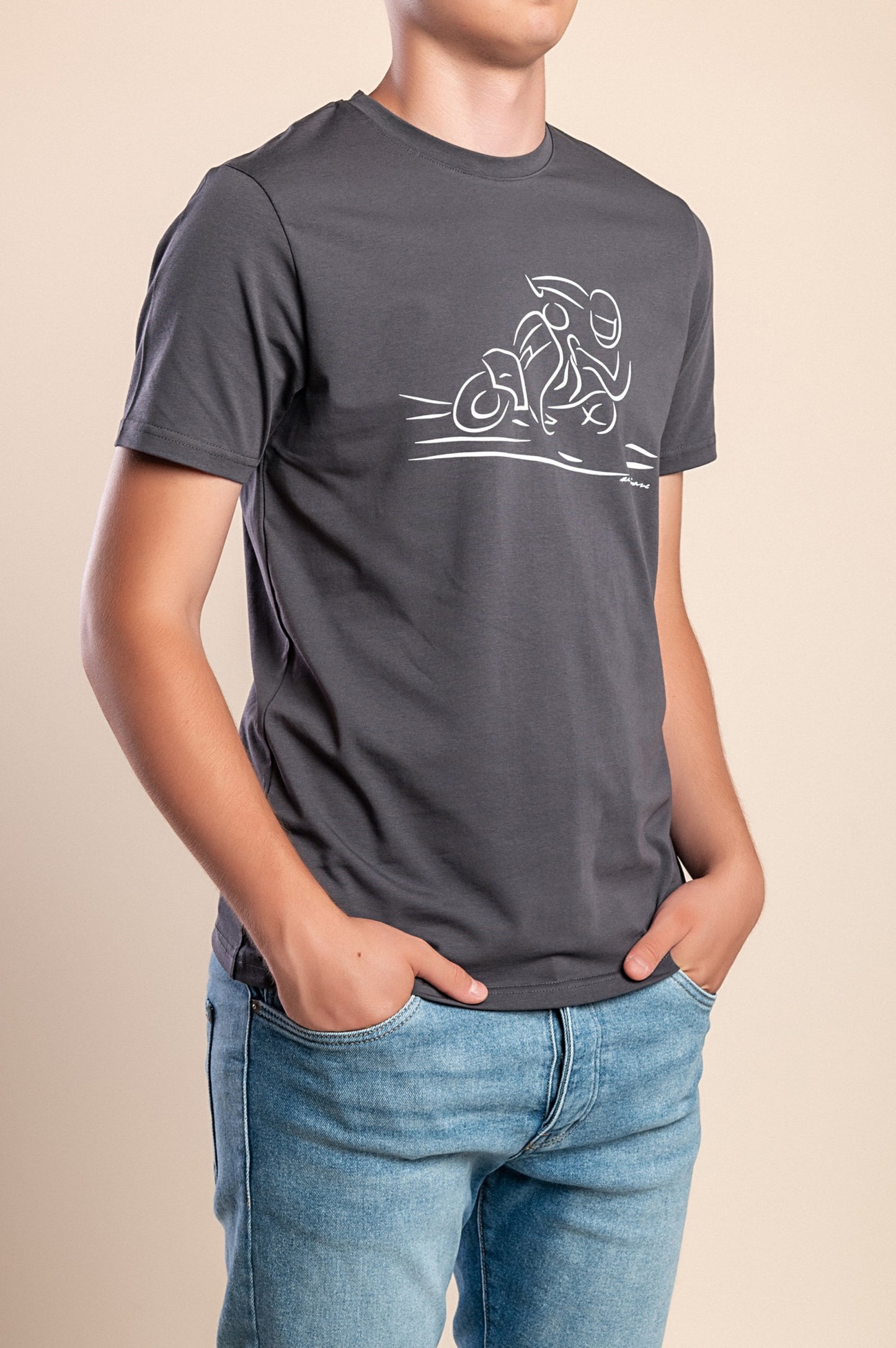 T-shirt da uomo in cotone con stampa, nera