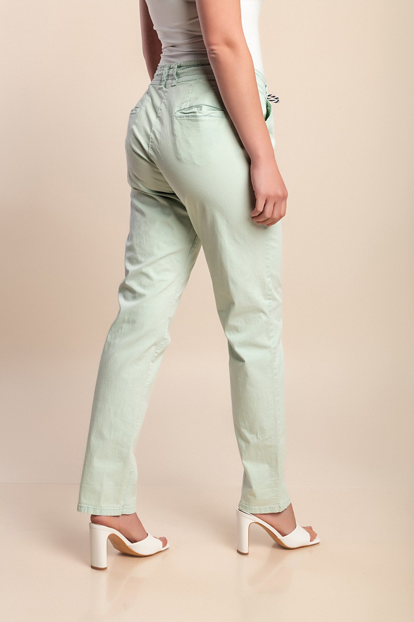 Pantaloni in cotone taglie forti, verde chiaro