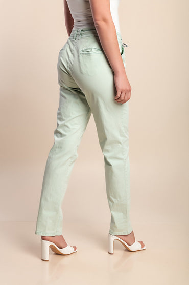 Pantaloni in cotone taglie forti, verde chiaro