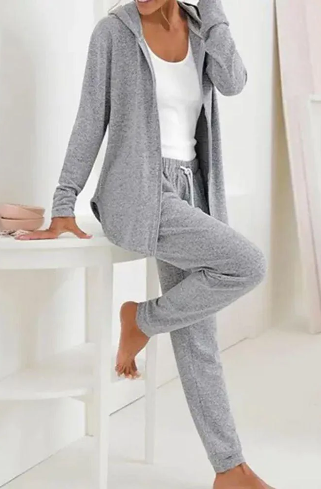 Completo tuta con zip, grigio chiaro