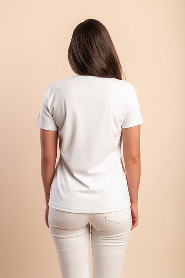 T-shirt in cotone con stampa, bianca