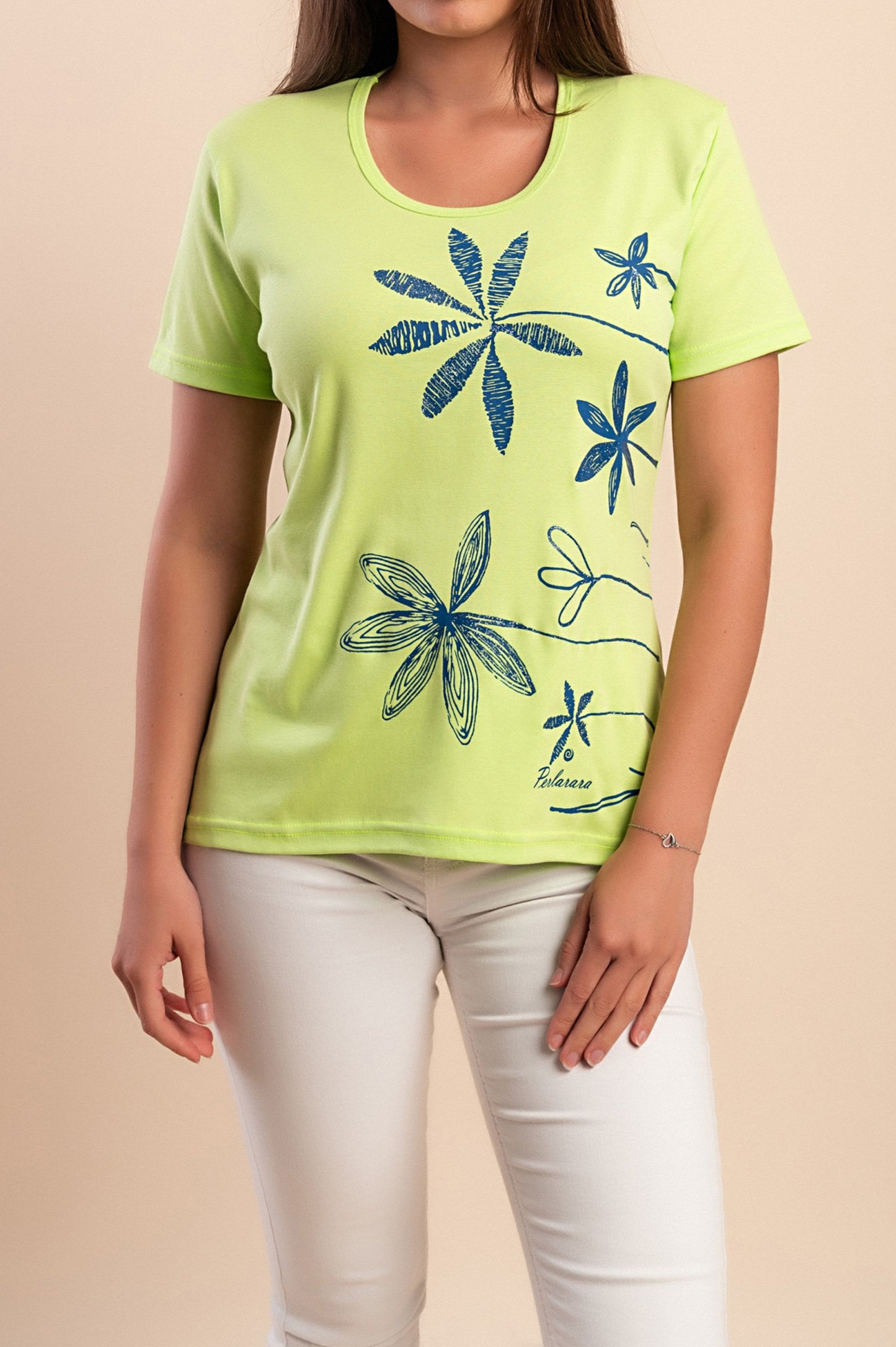 T-shirt in cotone con stampa, verde chiaro