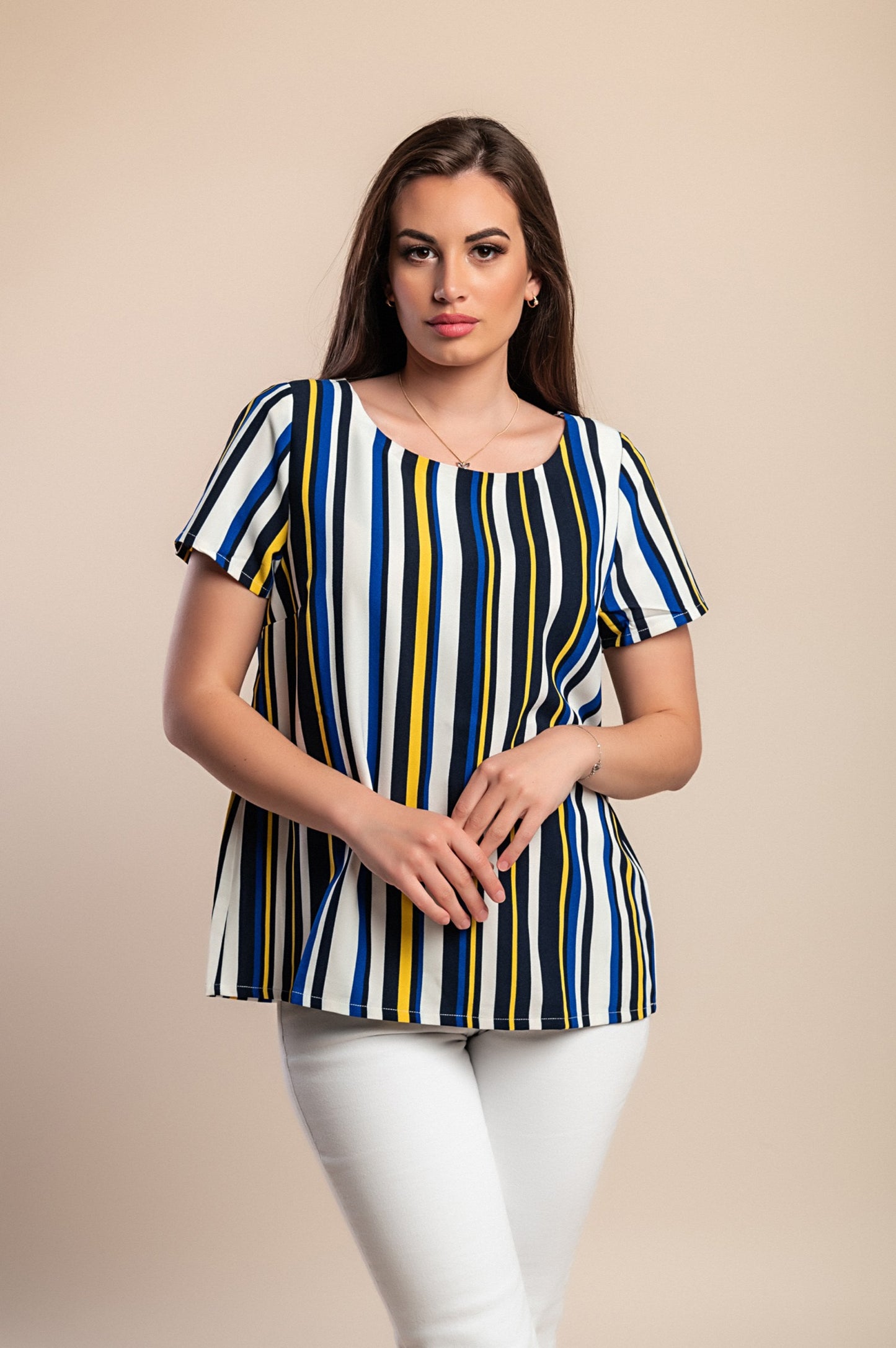 Camicetta a righe, blu scuro