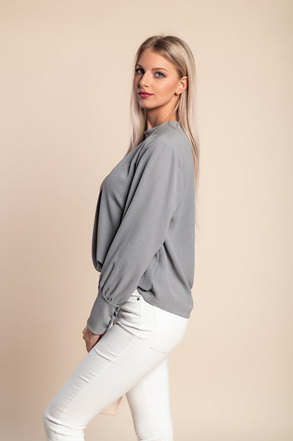 Camicetta girocollo, grigio chiaro