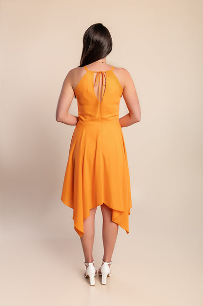 Abito midi estivo, arancione