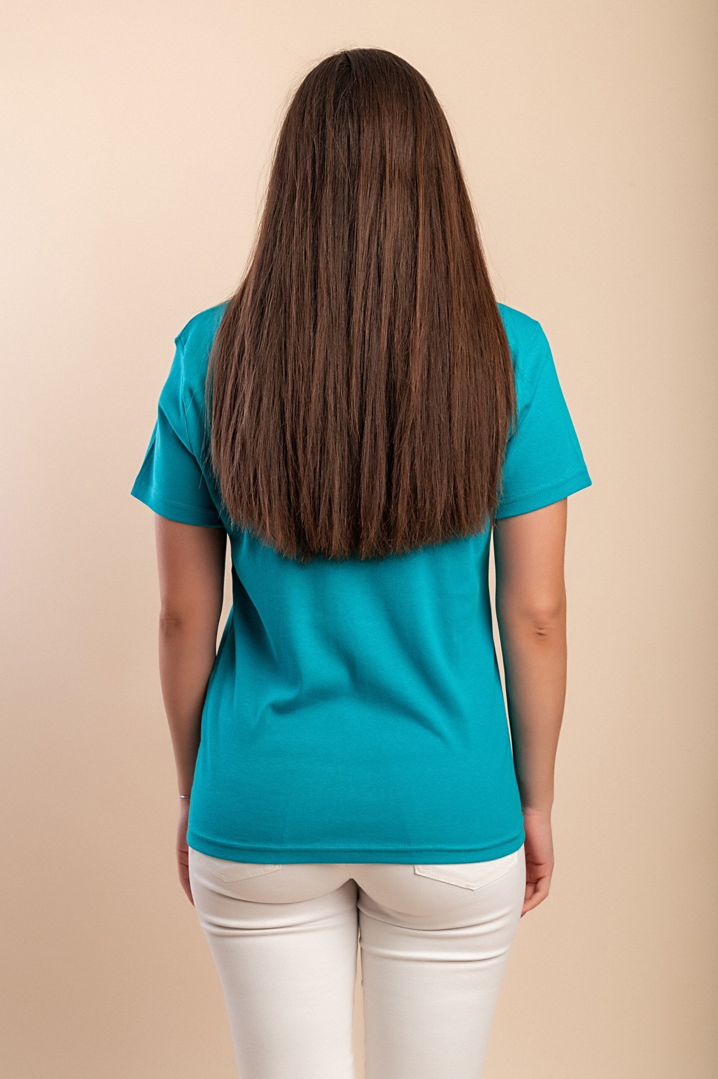 T-shirt in cotone con stampa, turchese