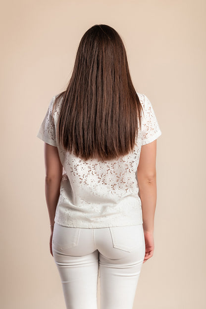 Top in pizzo taglie forti, bianco