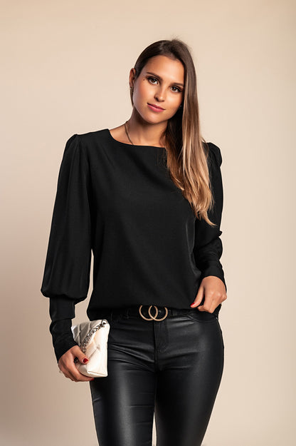 Elegante camicetta con bottoni, beige