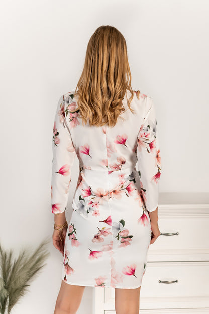 Abito elegante midi con stampa Bavaria, bianco