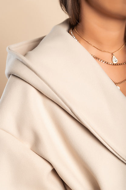 Cappotto elegante con cappuccio, beige