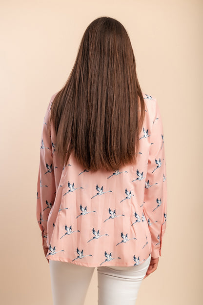 Maglietta stampata taglie forti, rosa