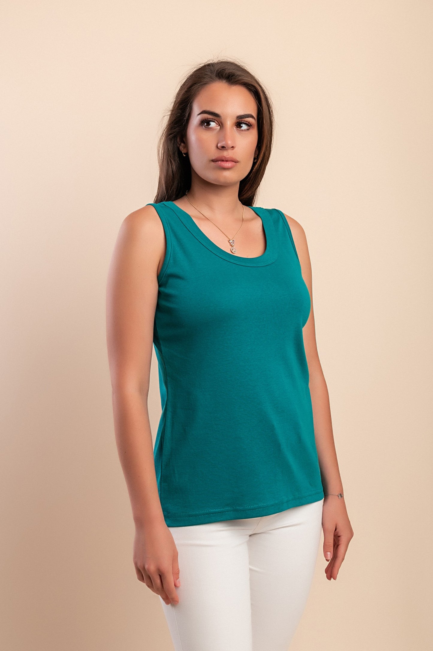 Top senza maniche in cotone, verde