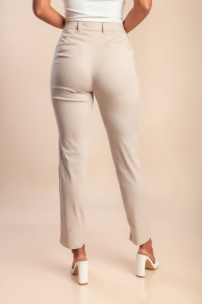 Pantaloni in cotone taglie forti, beige