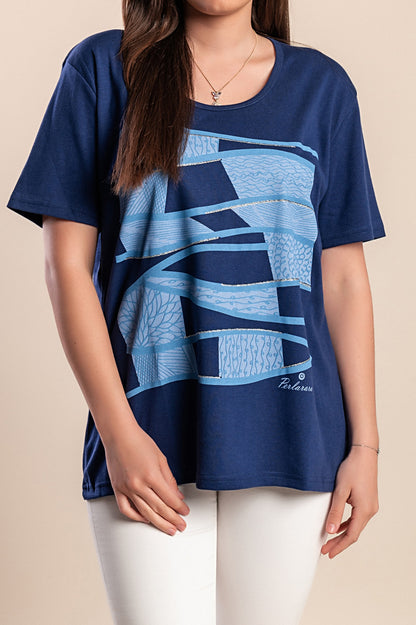 Maglietta stampata taglie forti, rosa