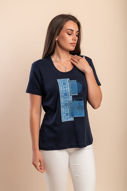 T-shirt in cotone con stampa, rosa