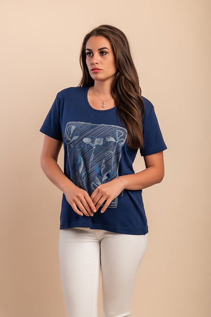 T-shirt in cotone con stampa, verde