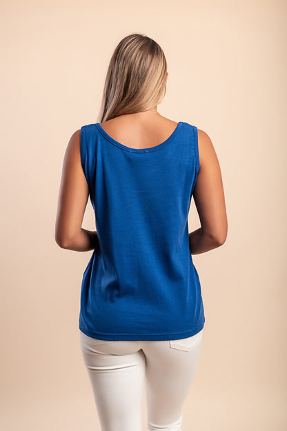 Top senza maniche in cotone, arancione