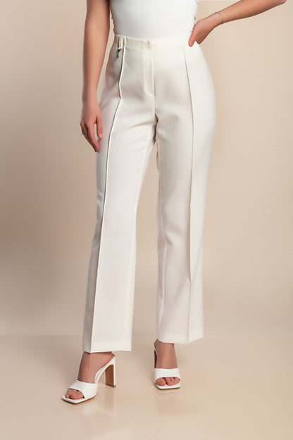 Pantaloni eleganti taglie forti, crema