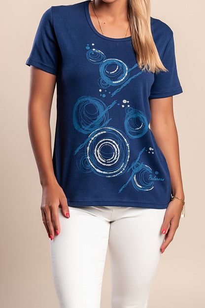 T-shirt in cotone con stampa, blu scuro