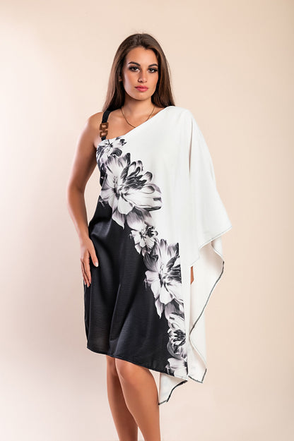 Mini elegante vestito con stampa, rossa