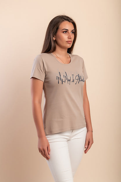 T-shirt in cotone con stampa, azzurra