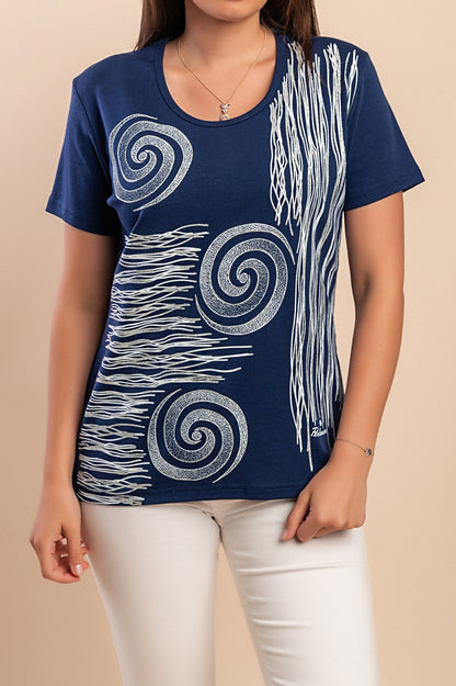 T-shirt in cotone con stampa, blu scuro