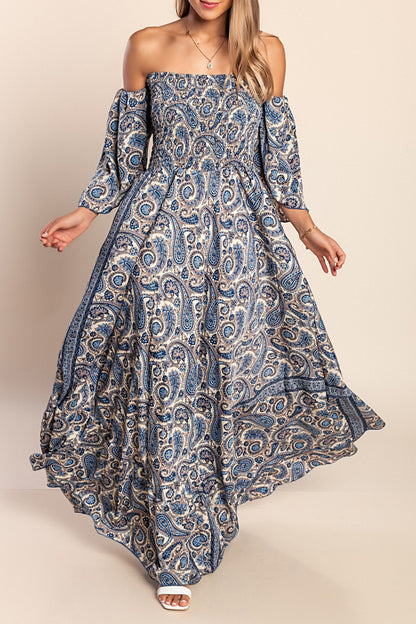Abito maxi con stampa, multicolore