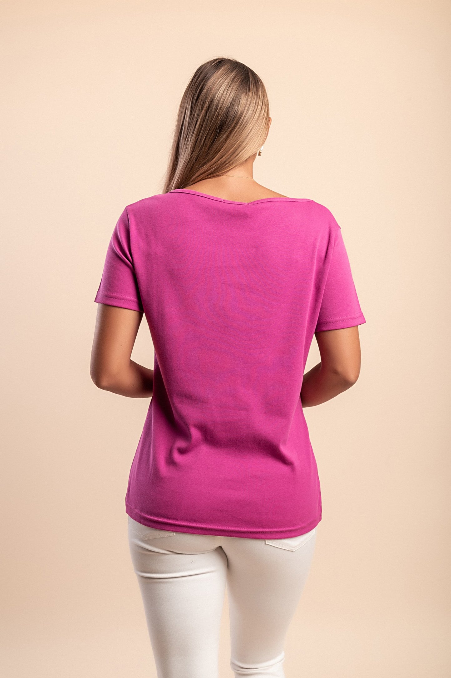T-shirt in cotone con scollo rotondo, rossa