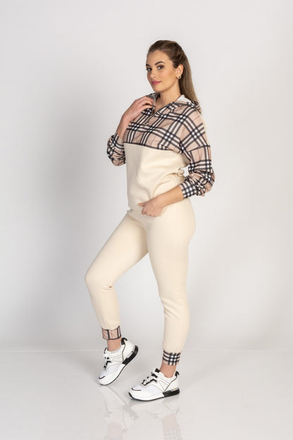 Completo tuta in cotone con stampa Ferisa, beige