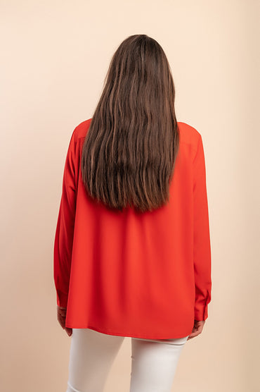 Blusa elegante taglia forte, rossa