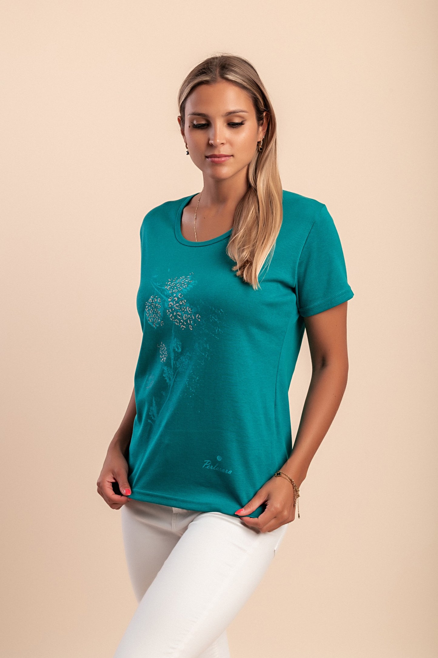 T-shirt in cotone con stampa, rosa chiaro