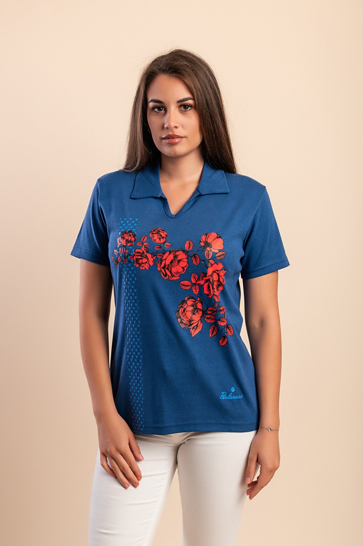 T-shirt in cotone con stampa, blu