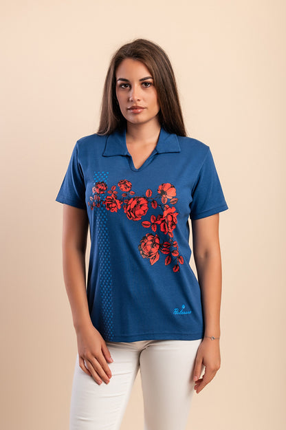 T-shirt in cotone con stampa, blu