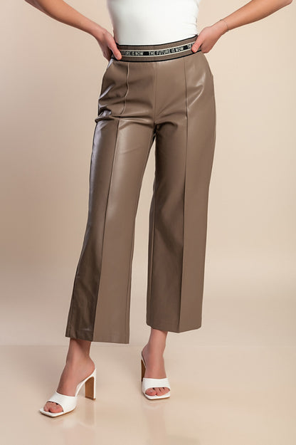 Pantaloni in pelle taglia 7/8, beige