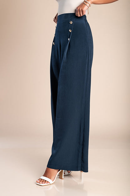 Pantaloni lunghi eleganti con bottoni, neri.