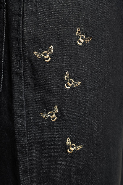 Jeans 7/8 con spacchi, neri