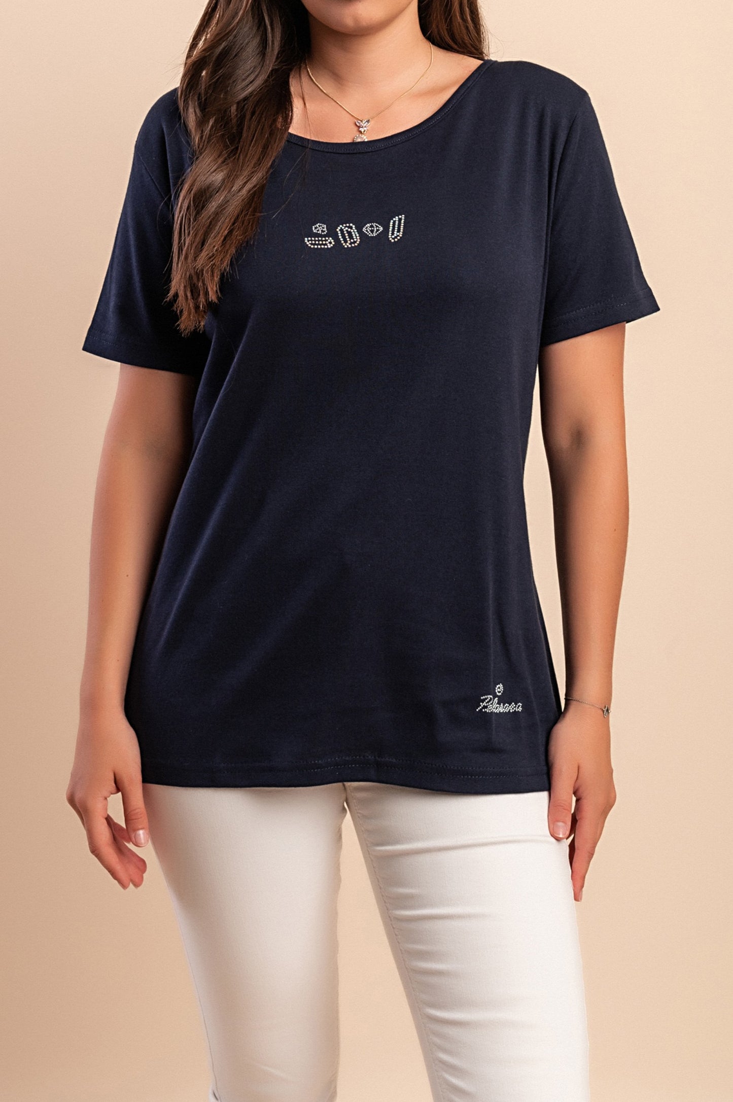 T-shirt in cotone con scollo rotondo, rossa