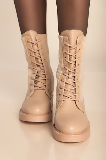 Stivaletti stringati, beige