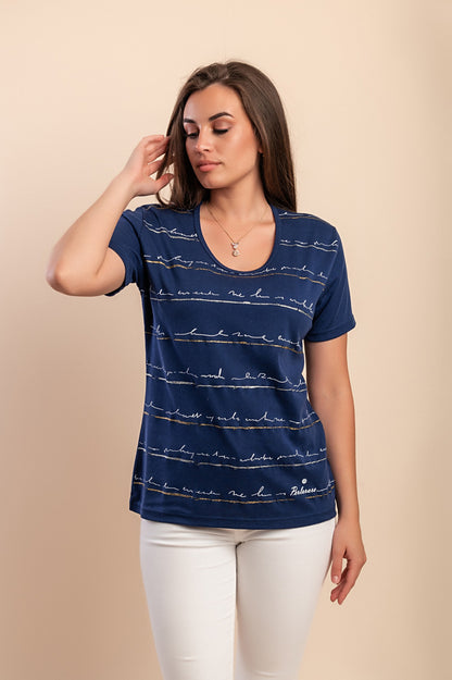 T-shirt in cotone con stampa, blu scuro