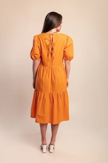 Abito in cotone largo, arancione